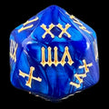 TDSO Pearl Blue & Gold Roman Numeral D20 Dice