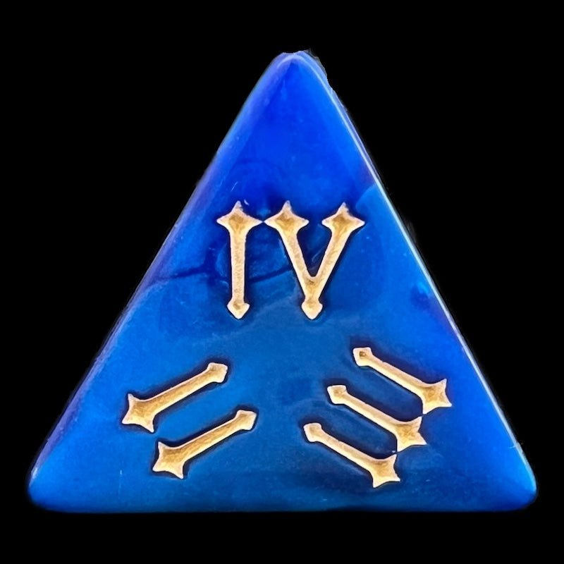 TDSO Pearl Blue & Gold Roman Numeral D4 Dice