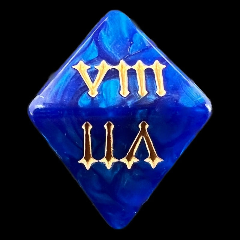TDSO Pearl Blue & Gold Roman Numeral D8 Dice