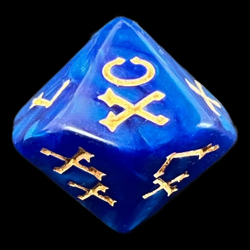 TDSO Pearl Blue & Gold Roman Numeral Percentile Dice