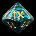 TDSO Pearl Green & Gold Roman Numeral D10 Dice