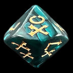 TDSO Pearl Green & Gold Roman Numeral Percentile Dice