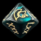 TDSO Pearl Green & Gold Roman Numeral Percentile Dice
