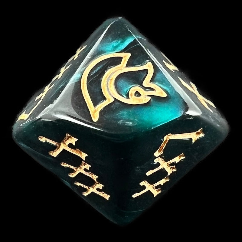 TDSO Pearl Green & Gold Roman Numeral Percentile Dice