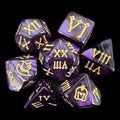 TDSO Pearl Purple & Gold Roman Numeral 7 Dice Polyset