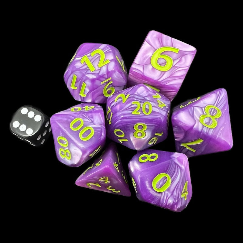TDSO Pearl Purple & Green GIANT 7 Dice Polyset