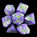 TDSO Pearl Purple & Green Roman Numeral 7 Dice Polyset
