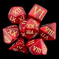 TDSO Pearl Red & Gold Roman Numeral 7 Dice Polyset