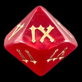 TDSO Pearl Red & Gold Roman Numeral D10 Dice