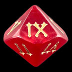 TDSO Pearl Red & Gold Roman Numeral D10 Dice
