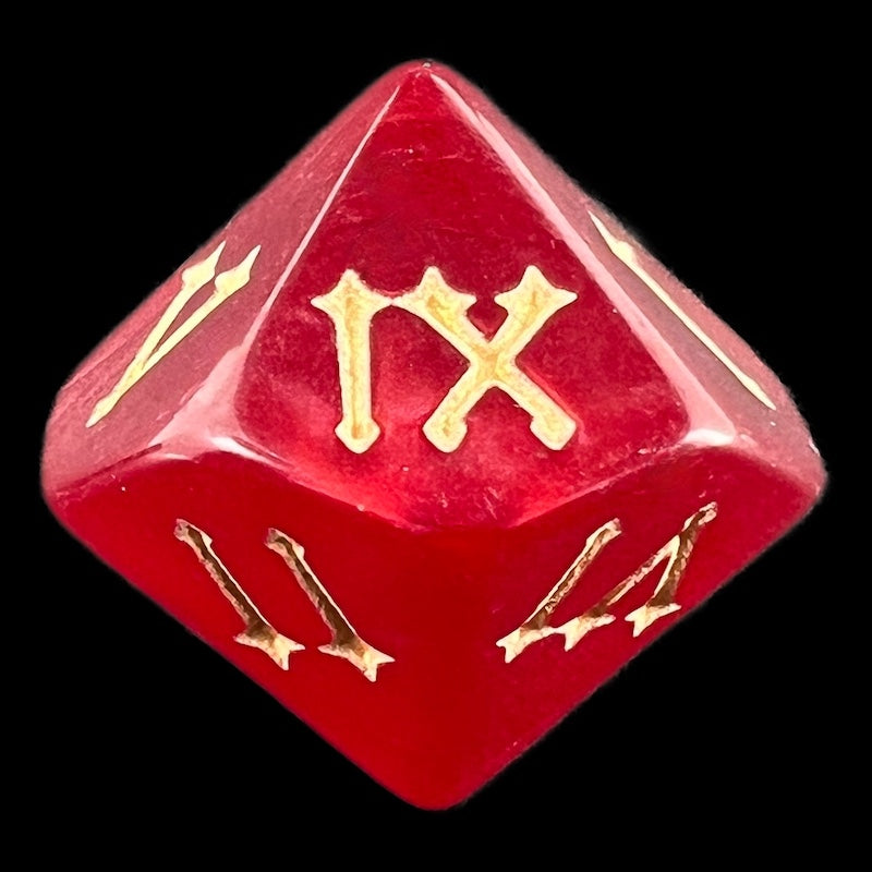 TDSO Pearl Red & Gold Roman Numeral D10 Dice
