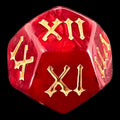 TDSO Pearl Red & Gold Roman Numeral D12 Dice
