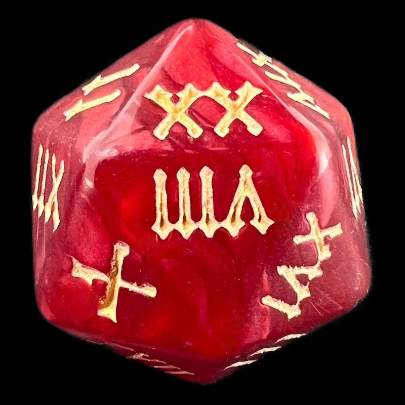 TDSO Pearl Red & Gold Roman Numeral D20 Dice