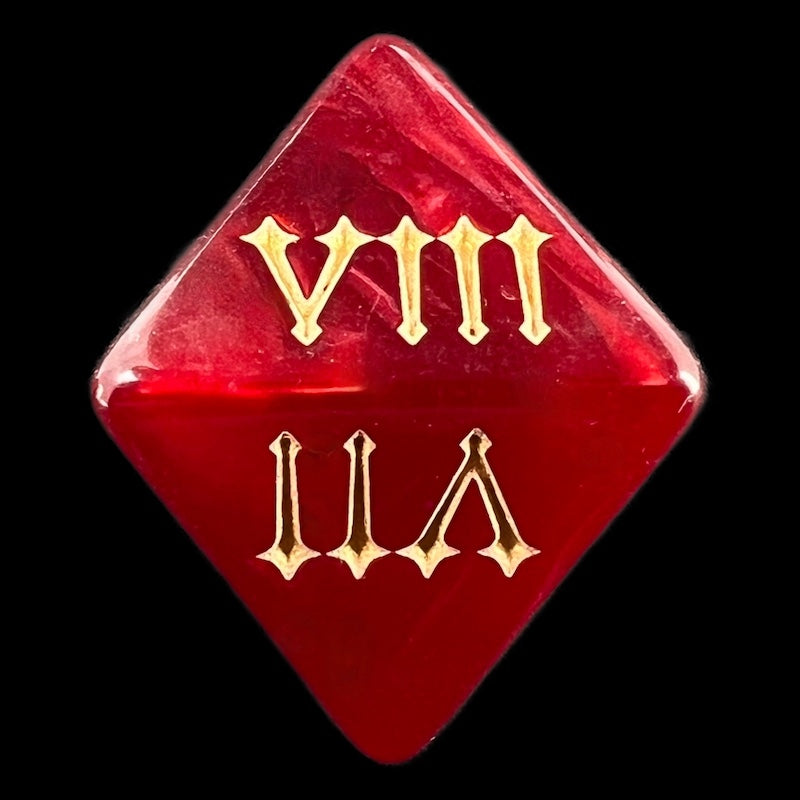 TDSO Pearl Red & Gold Roman Numeral D8 Dice