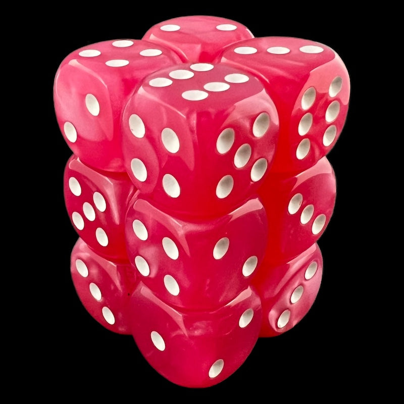 TDSO Pearl Rose & White 12 x D6 Dice Set