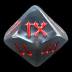 TDSO Pearl Steel & Red Roman Numeral D10 Dice