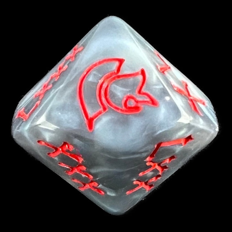 TDSO Pearl Steel & Red Roman Numeral Percentile Dice
