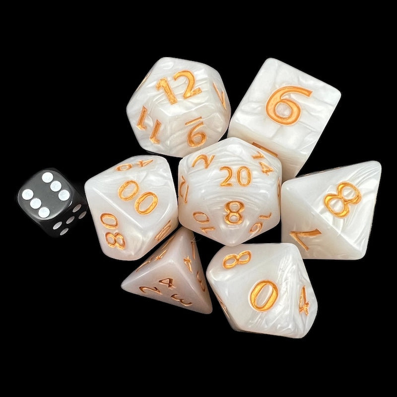 TDSO Pearl White & Gold GIANT 7 Dice Polyset