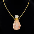 TDSO Potion Bottle Necklace Angled - Agate Cherry with Gold Chain
