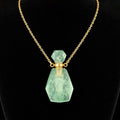 TDSO Potion Bottle Necklace Angled - Fluorite Green with Gold Chain
