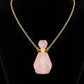 TDSO Potion Bottle Necklace - Angled Quartz Rose with Gold Chain