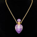 TDSO Potion Bottle Necklace Leaf - Amethyst with Gold Chain