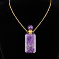 TDSO Potion Bottle Necklace - Rectangle Amethyst with Gold Chain