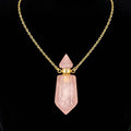 TDSO Potion Bottle Necklace - Shard Quartz Rose with Gold Chain
