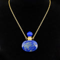 TDSO Potion Bottle Necklace Oval - Lapis Lazuli with Gold Chain