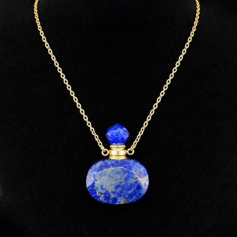 TDSO Potion Bottle Necklace Oval - Lapis Lazuli with Gold Chain