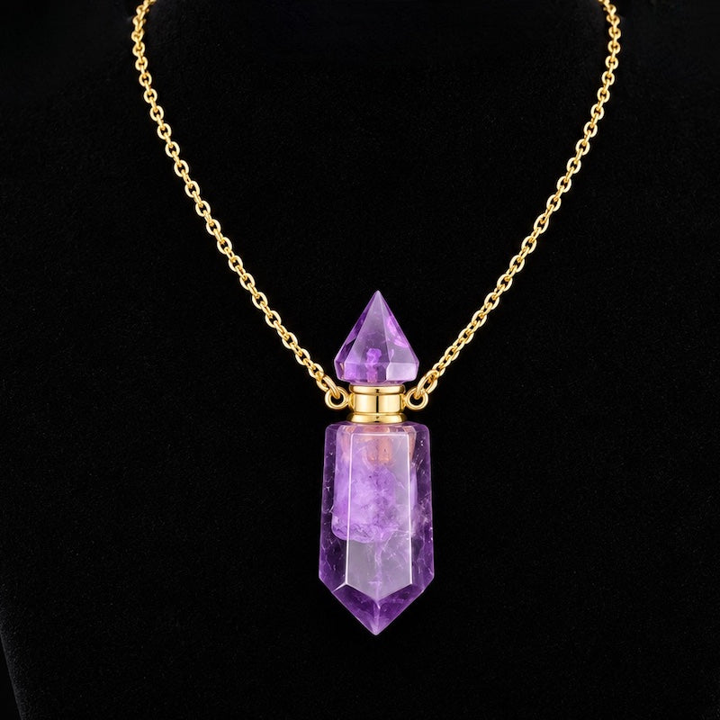 TDSO Potion Bottle Necklace Shard - Amethyst with Gold Chain
