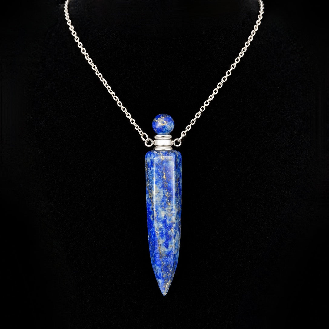 TDSO Potion Bottle Necklace Spear - Lapis Lazuli with Silver Chain