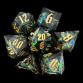 TDSO Sharp Edge Storm Lightning with Gold 7 Dice Polyset In Padded Case