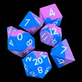 CLEARANCE TDSO Silicone Blue & Pink with White 7 Dice Polyset INCORRECT DICE