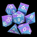 TDSO Silicone Blue & Purple with White 7 Dice Polyset