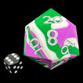 TDSO Silicone Green Pink & White with Silver MASSIVE 55mm D20 Dice
