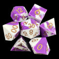 TDSO Silicone Purple & White with Gold 7 Dice Polyset