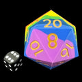 TDSO Silicone Rainbow with Gold MASSIVE 55mm D20 Dice