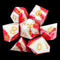 TDSO Silicone Red & White with Gold 7 Dice Polyset