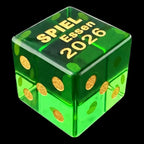 TDSO Zircon Glass Emerald & Gold 'SPIEL 2026' 6 x D6 Spot Dice Set in Padded Case