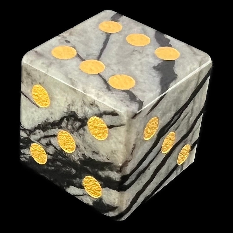 TDSO Gemstone Jasper Spiderweb & Gold D6 Spot Dice
