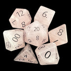 TDSO Gemstone Quartz Rose & Black 7 Dice Polyset in Padded Case