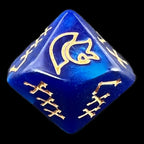 TDSO Pearl Blue & Gold Roman Numeral Percentile Dice