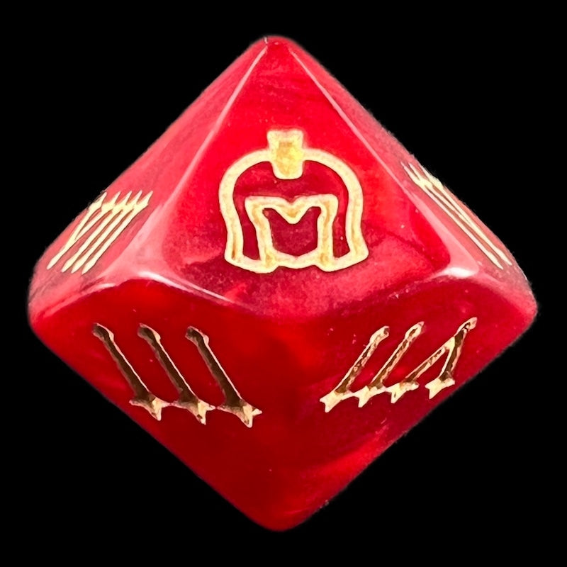 TDSO Pearl Red & Gold Roman Numeral D10 Dice