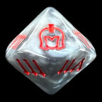 TDSO Pearl Steel & Red Roman Numeral D10 Dice