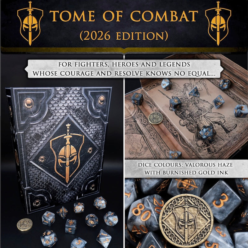 Tome of Combat (2026 Edition) - 10 Dice Polyset / Coin / Dice