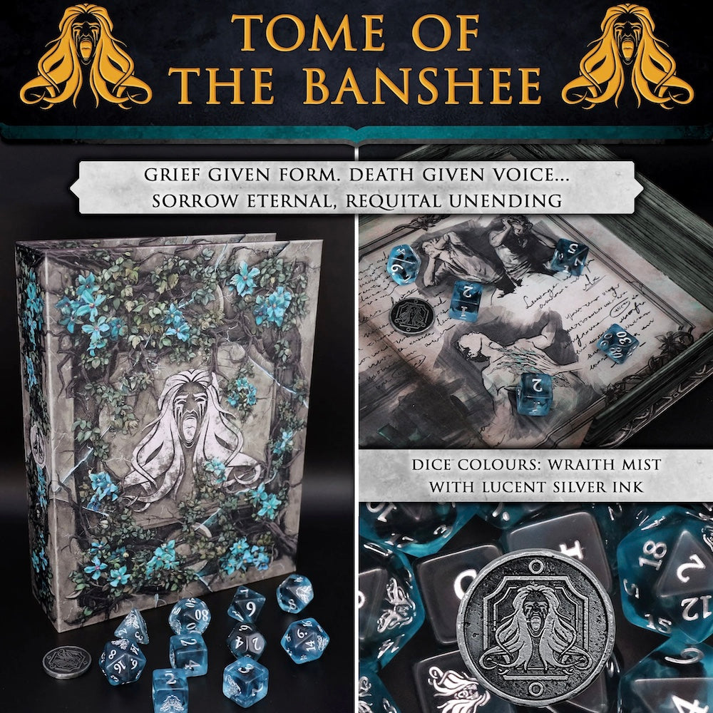 Tome of the Banshee - 10 Dice Polyset / Coin / Dice Tray