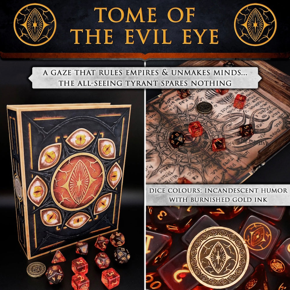 Tome of the Evil Eye - 10 Dice Polyset / Coin / Dice Tray