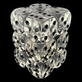 CLEARANCE Tomesch Translucent Diamond & Black 12 x D6 Dice Set