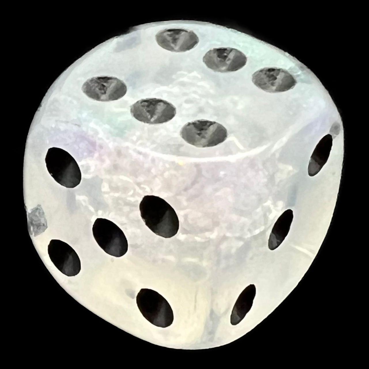 UK Made Dice Cosmic Frost Bubble with Black D6 Spot Dice